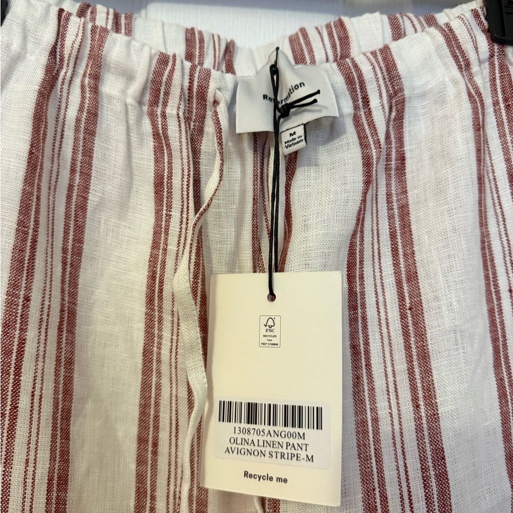 Reformation Olina Linen Stripe Drawstring Pant - Picture 5 of 6